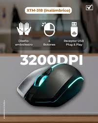 Xtech - XTM-318 - Mouse - 2.4 GHz - Wireless - Black - 4 buttons with Light 3200 dpi