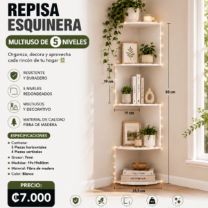 REPISA ESQUINERA MULTIUSO DE 5 NIVELES
