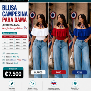 BLUSA TIPO CAMPESINA PERFECTA PARA LAS FECHAS PATRIAS