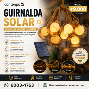 GUIRNALDA SOLAR PARA EXTERIORES CON PANEL SOLAR