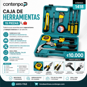 CAJA DE HERRAMIENTAS 15 PIEZAS