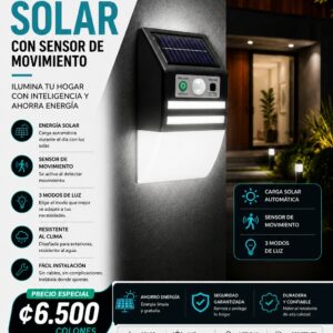LÁMPARA SOLAR, CON SENSOR DE MOVIMIENTO