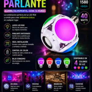 BOMBILLO PARLANTE LED RGB